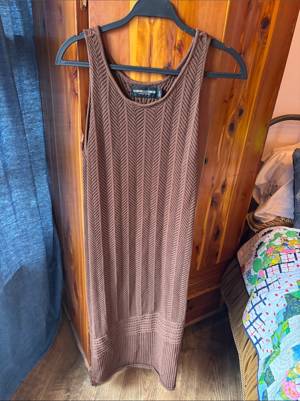 Gabrielle Union Sleeveless Brown Maxi Knit Dress